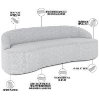 Sofá 4 Lugares Curvo Sala De Estar Living Lótus D02 Linho Cinza 260 Cm D-315 - 7