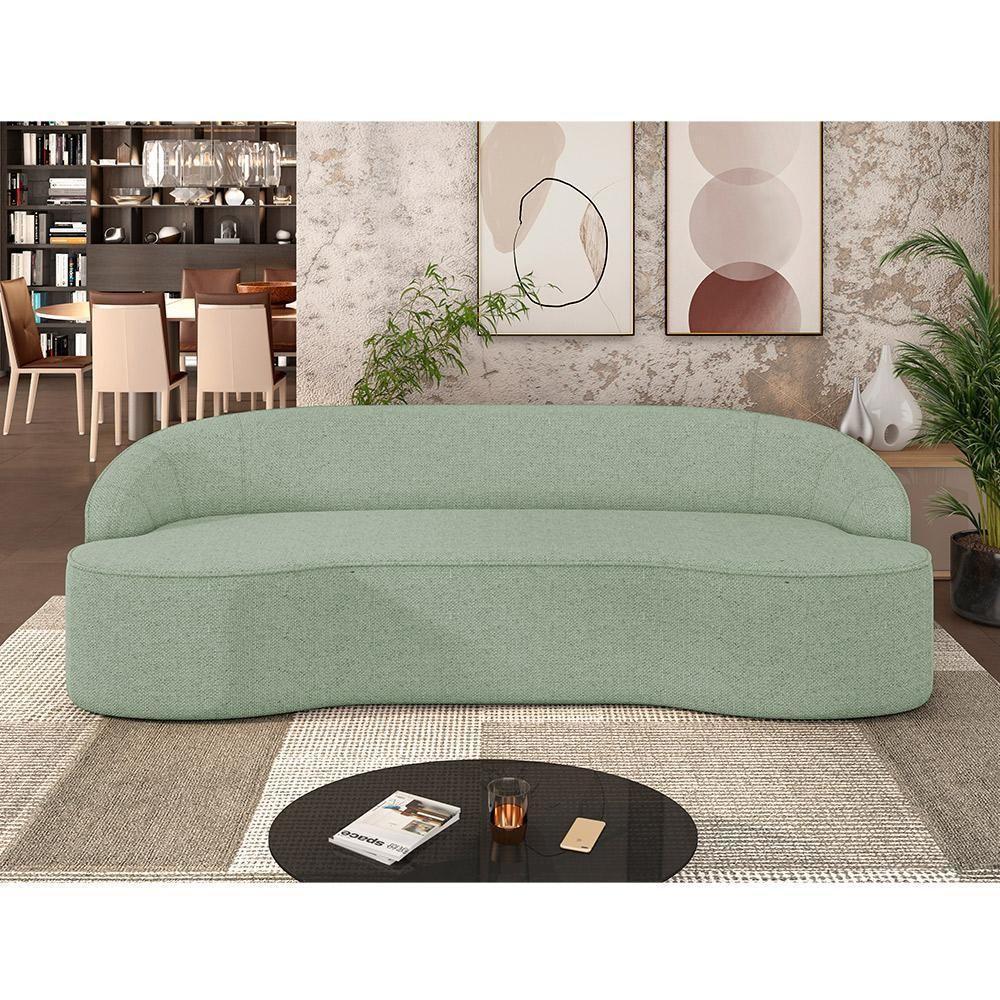 Sofá 4 Lugares Curvo Sala De Estar Living Lótus D02 Linho Verde 260 Cm D-477 - 7