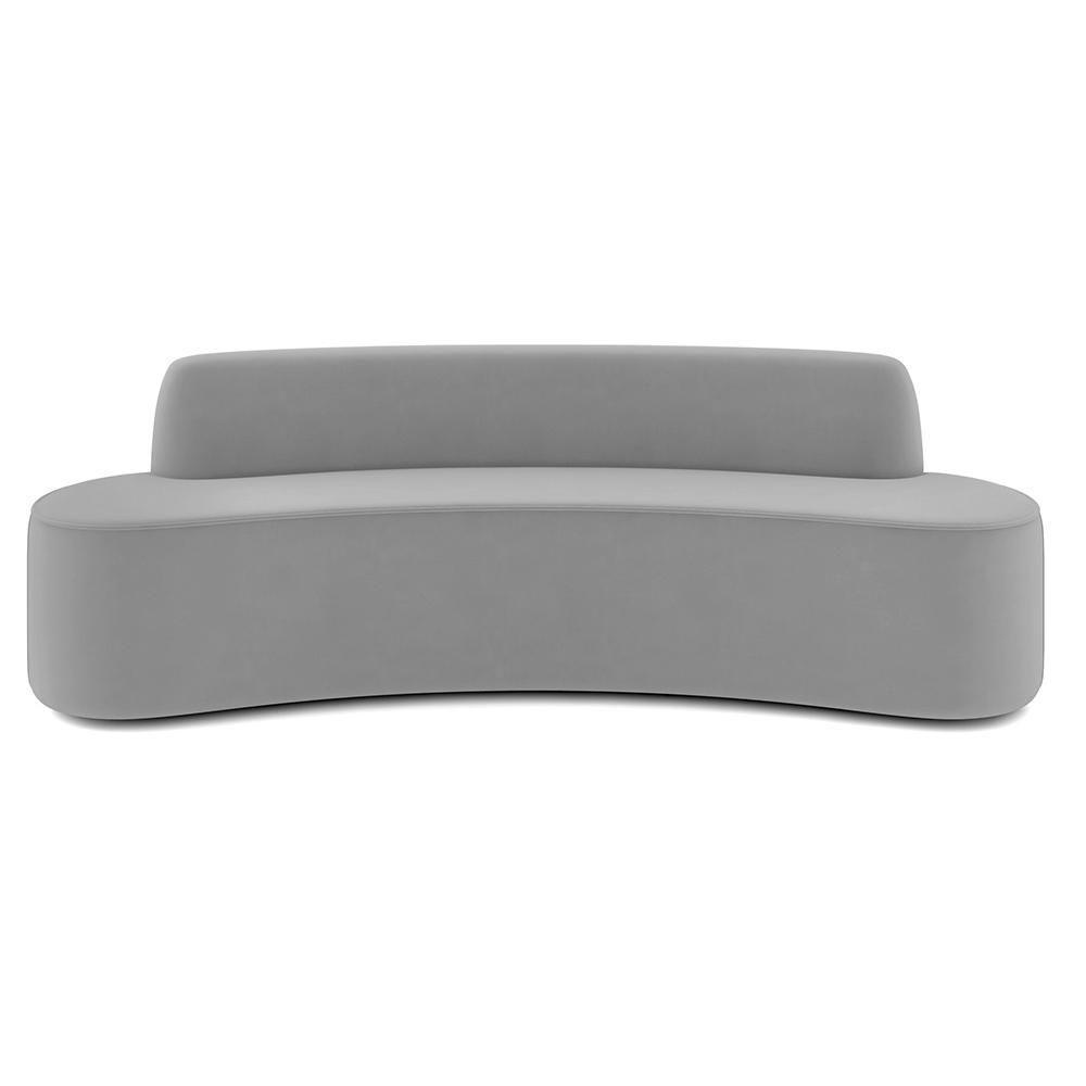 Sofá 4 Lugares Curvo Sala De Estar Living Cancún D02 Veludo Cinza 230 Cm C-317 - 7