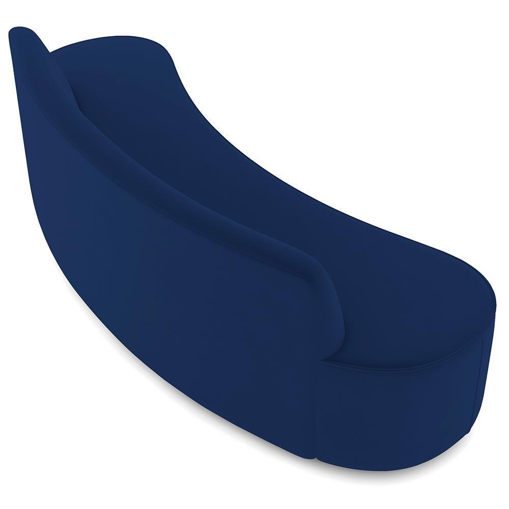 Sofá 4 Lugares Curvo Sala De Estar Living Cancún D02 Veludo Azul Marinho 260 Cm C-304 - 2