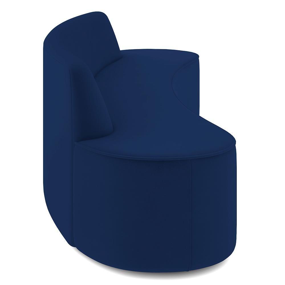 Sofá 4 Lugares Curvo Sala De Estar Living Cancún D02 Veludo Azul Marinho 260 Cm C-304 - 3