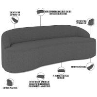 Sofá 4 Lugares Curvo Sala De Estar Living Lótus D02 Linho Cinza Escuro 260 Cm C-416 - 5