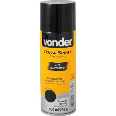 Tinta Em Spray Alta Temperatura, Preto, 350 Ml/250 G, Vonder Preto