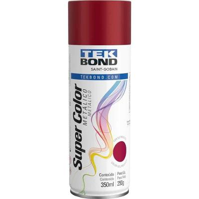 Tinta Spray Vermelho Metálico, 350 Ml, Tekbond Vermelho