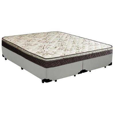 Cama Box Queen Bipartido Sintético + Colchão Elegance Ortopédico Espuma D33 63x158x198 branco