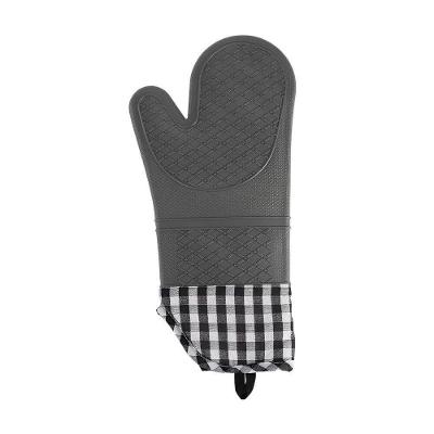 Luva De Silicone Térmica Resistente Ao Calor Xadrez - Cinza