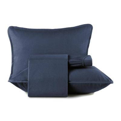 Jogo De Cama King 4 Peças Altenburg Malha Fio Penteado Azul Minimal