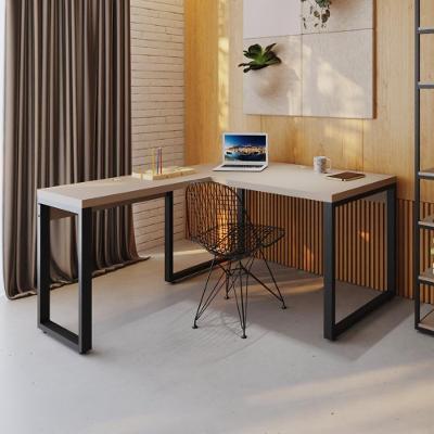 Mesa Em L Operacional 135x160x75cm Yon - Off White-est.preta Off White-est.preta