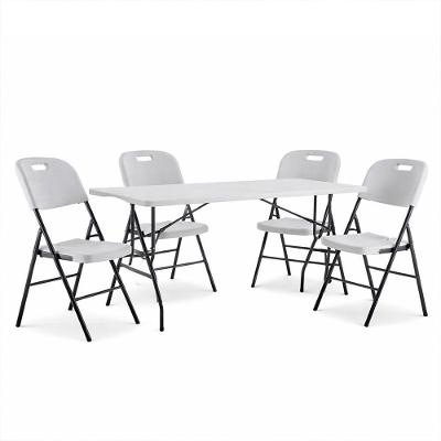 Kit 01 Mesa + 04 Cadeiras Portáteis Dobráveis Loomber Branco
