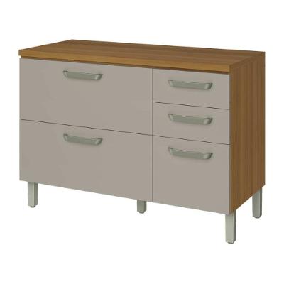 Balcão De Cozinha Princesa 120cm 2 Portas 3 Gavetas Freijó E Off White