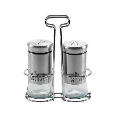 Conjunto Saleiro E Pimenteiro Com Suporte Galheteiro Para Servir