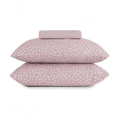 Jogo De Cama King Altenburg Malha Fio Penteado Bits Rosa