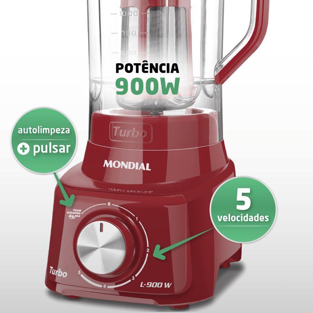 Liquidificador Mondial Turbo L-900 Fr 220V Vermelho - 6