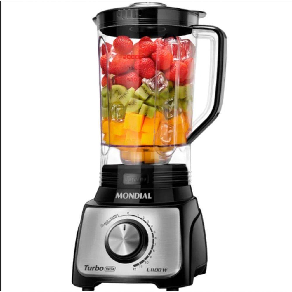 Liquidificador Mondial Turbo 3l 12vel 1100w C/ Filtro L-1100 - 5877-01 Preto/inox 110 Volts - 1