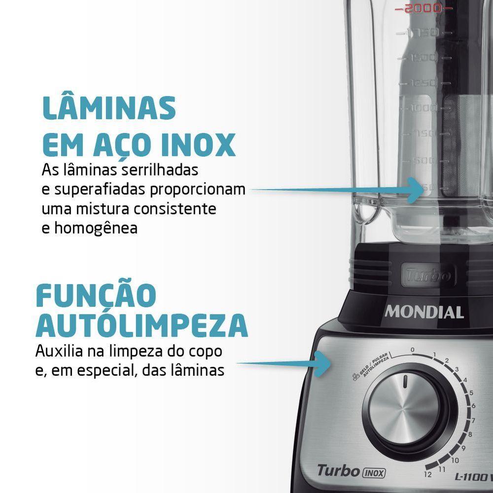 Liquidificador Mondial Turbo Inox 3l L-1100-bi Liquidificador L-1100-bi 220v/60hz . - 8