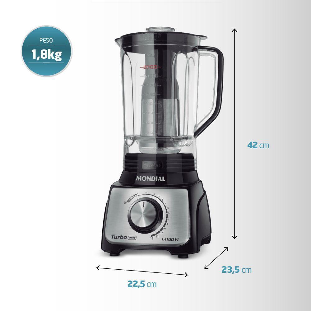 Liquidificador Mondial Turbo Inox 3l L-1100-bi Liquidificador L-1100-bi 220v/60hz . - 5