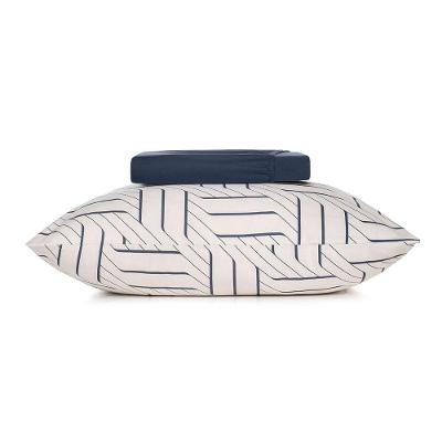 Jogo de Cama Solteiro King Zigue 2 Peças Malha Fio Penteado Azul Altenburg