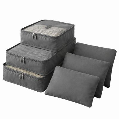 Kit Organizador De Viagem 6 Peças Com Zíper – Organizadores De Mala Para Roupas, Calçados E Acessórios | Cinza