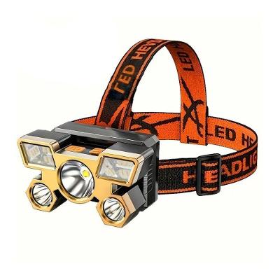 Lanterna De Cabeça Led Longo Alcance Recarregável Usb Camping - Perfeita Para Aventuras Noturnas Dourado