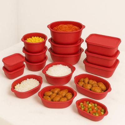 Kit 15 Potes Herméticos De Plástico Com Tampa – Empilháveis E Ultra Resistentes Para Alimentos Vermelho