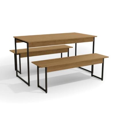 Mesa De Jantar Industrial Com 2 Bancos Li013 Canela E Preto Fosco 136cm