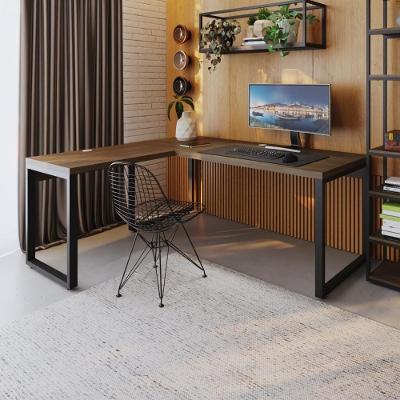 Mesa Em L Presidente 190x160x75cm Yon - Nogueira-est.preta Nogueira-est.preta