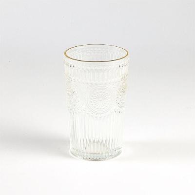 Jogo de 6 Copos 350ML com Borda Dourada para Bebidas Transparente La Vittra