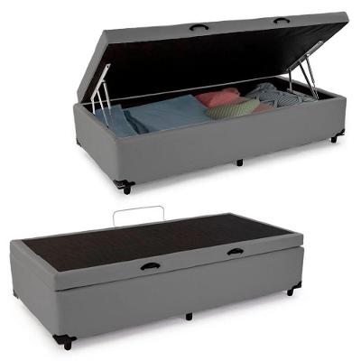 Cama Box Baú Solteiro Sintético Mega Cama Cinza