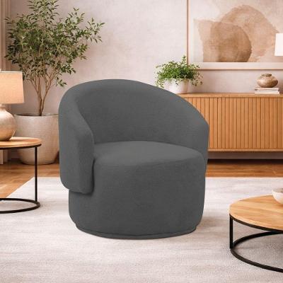 Poltrona Decorativa Sala De Estar Recepção Jasmine Linho Cinza Escuro