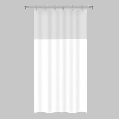 Cortina De Box Banheiro Pvc Com Visor Liso 138x198cm Cinza