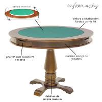 Mesa de Jogos 4 Lugares Tampo Reversível Gavetas - 2