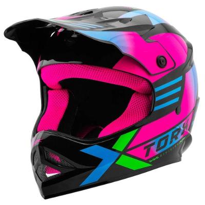 Capacete Motocross Infantil Fast Next Brilhante Pro Tork - 54 Preto / Rosa