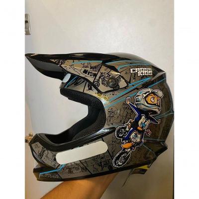 Capacete Cross Infantil Cartoon Racing Preto/cinza - 54