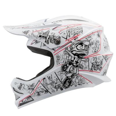 Capacete Cross Infantil Cartoon Racing Branco/vermelho - 54