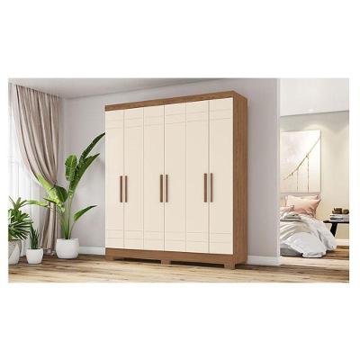 Guarda Roupa Casal Ambiente B369 6 Portas 2 Gavetas Nature Off White MDP MDF