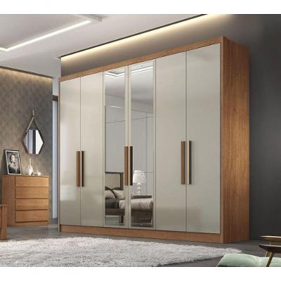 Guarda Roupa Casal Com Espelho 6 Portas 6 Gavetas - Rizon-cumaru-fendi - Móveis Novo Horizonte