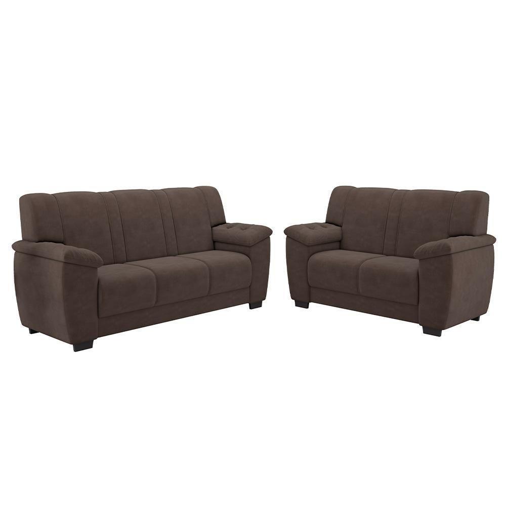 Conjunto De Sofá 2 E 3 Lugares Turim Besthouse Marrom - 6