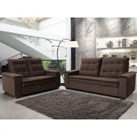 Conjunto De Estofado Porto 3 2 Lugares Hellen Marrom/Café - 1