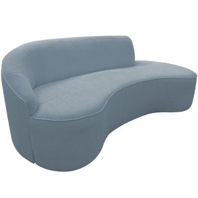 Sofá Curvo 03 Lugares 210cm Eron Braço Direito Bouclé Azul Claro - Nexta Casa