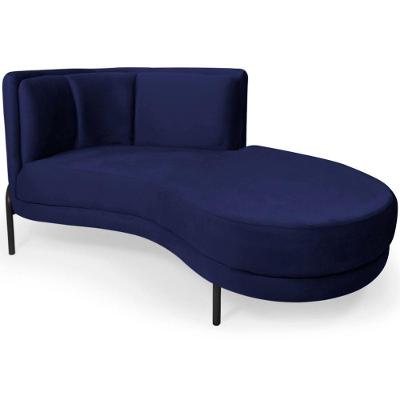 Chaise Direito Sala De Estar Penélope Base Preto Veludo Azul Escuro - Nexta Casa