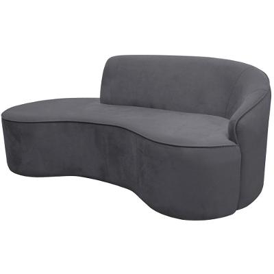 Sofá Curvo 02 Lugares 150cm Eron Braço Esquerdo Veludo Cinza - Nexta Casa