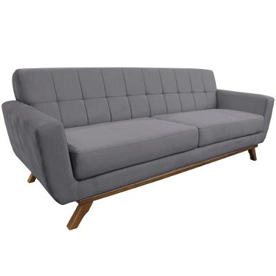 Sofá 03 Lugares 180cm Sala De Estar Miami Veludo Cinza - Nexta Casa