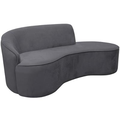 Sofá Curvo 02 Lugares 150cm Eron Braço Direito Veludo Cinza - Nexta Casa