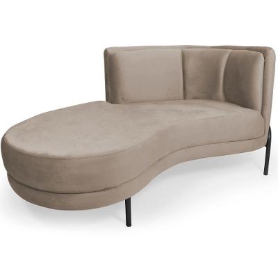 Sofá Chaise Esquerdo Sala De Estar Penélope Base Preto Veludo Bege Claro - Nexta Casa