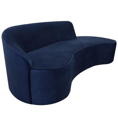 Sofá Curvo 03 Lugares 210cm Eron Braço Direito Veludo Azul Marinho - Nexta Casa