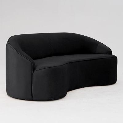 Sofá Curvo Montserrat 210cm 03 Lugares Veludo Preto - Nexta Casa