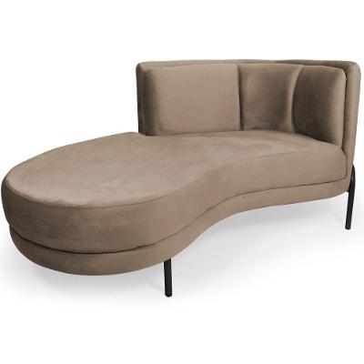 Sofá Chaise Esquerdo Sala De Estar Penélope Base Preto Veludo Bege Escuro - Nexta Casa