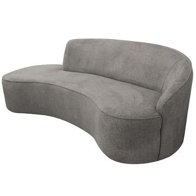 Sofá Curvo 03 Lugares 210cm Eron Braço Esquerdo Poliéster Cinza Claro - Nexta Casa