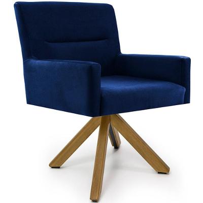 Cadeira Para Sala Angel Giratória Giromad Veludo Azul Royal - Nexta Casa
