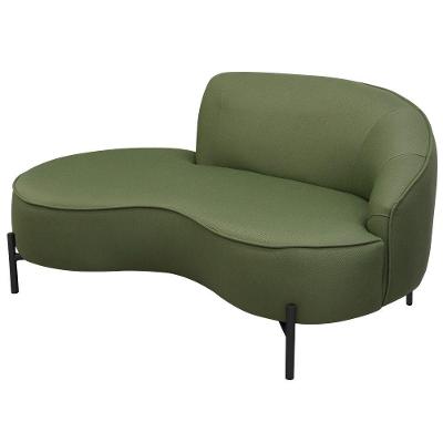 Sofá Curvo 2 Lugares 150cm Braço Esq. Thommy Pés Preto Linho Verde Claro - Nexta Casa